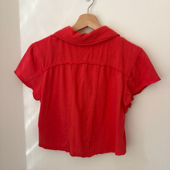 Free People Fifi Cropped Polo T Shirt Sz medium - Picture 7 of 7